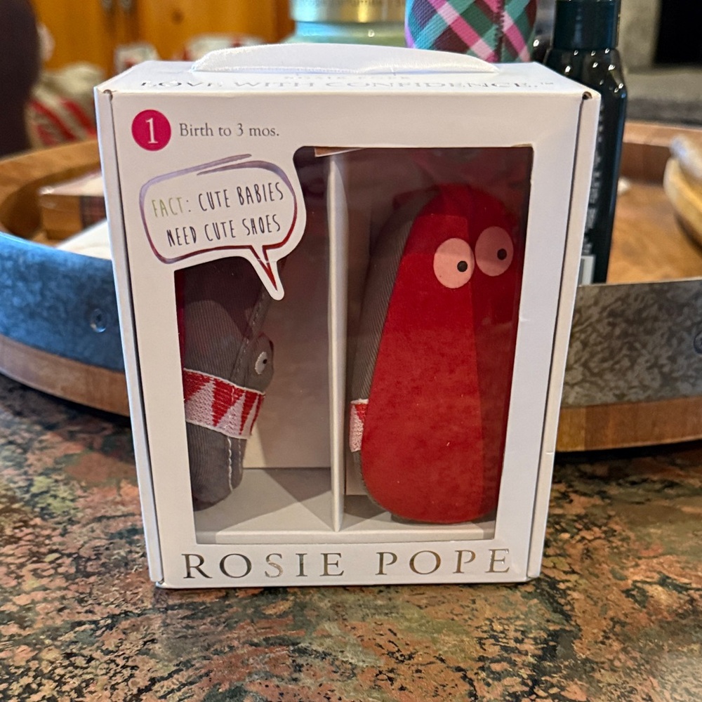 ROSIE POPE infant Red and Gray I See You Baby Shoes